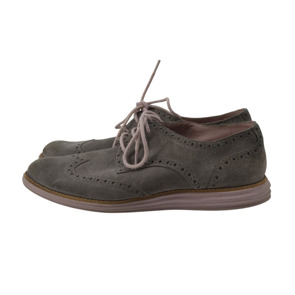 Cole Haan Lunargrand Gray Pink Oxford Lace Up Womens Sz 8.5